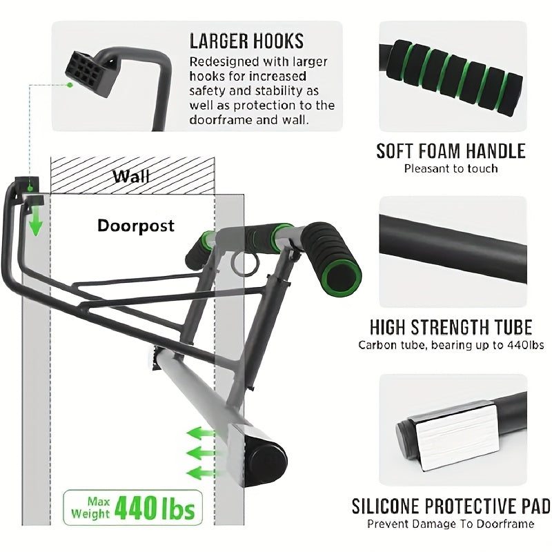 3-in-1 Doorway Pull-Up Bar Home Fitness Trainer-3