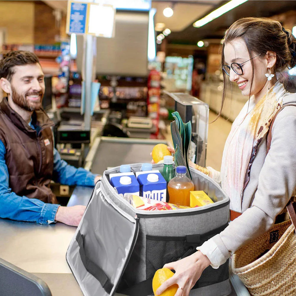 32L Large Soft Cooler Bag with Hard Liner Grey-3