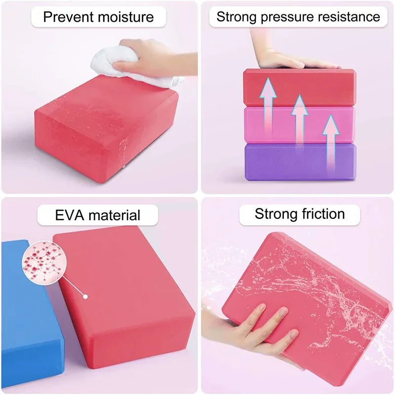 Yoga Building Blocks Pilates Bricks Exercise (Pink)-2